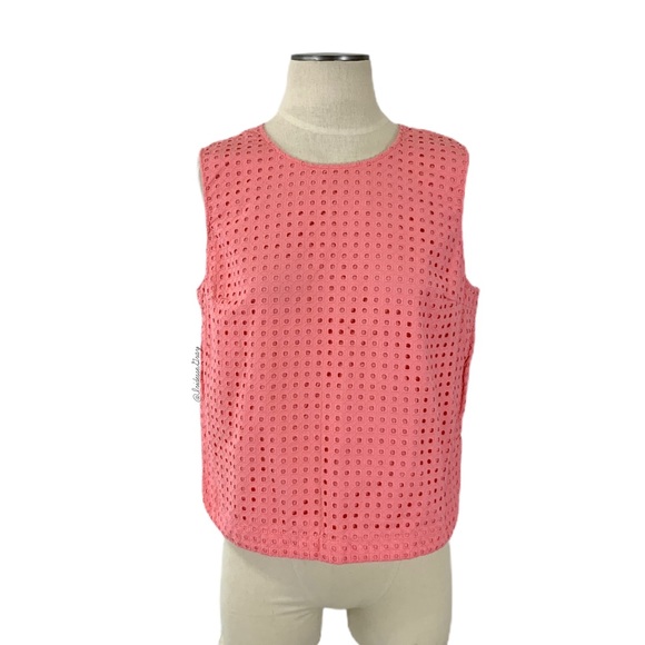 Gap- Pink Sleeveless Square Eyelet Top Large - Picture 1 of 6